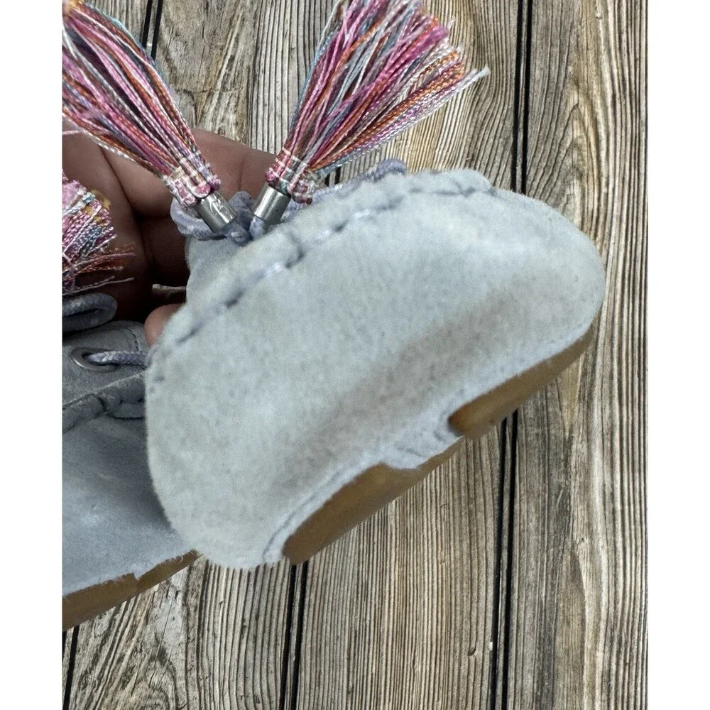 SAM EDELMAN  Light Blue Leather Moccasins With Tassels SZ 8.5